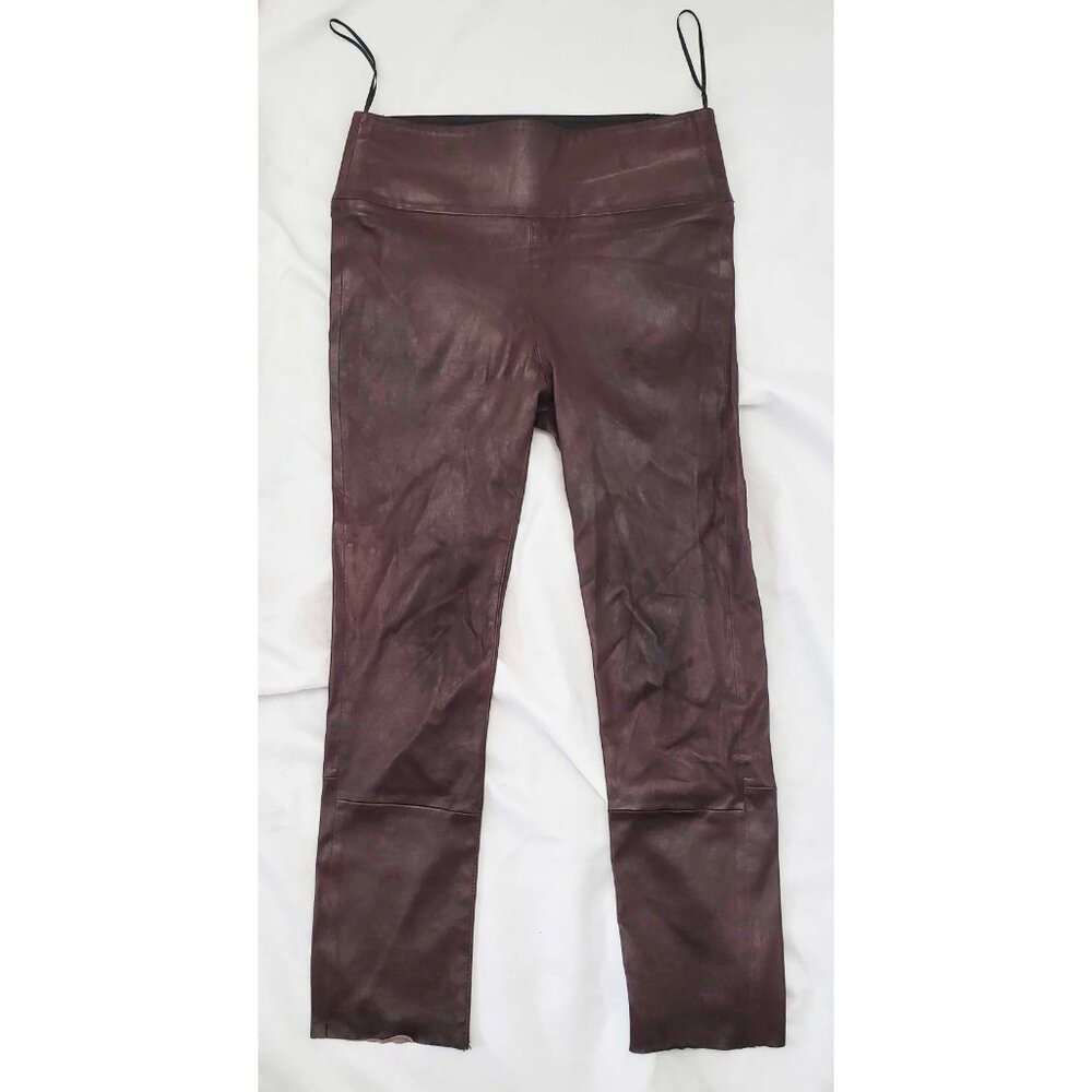 SPRWMN Women's Brown Stretch Ankle Leather Leggings S - Picture 2 of 11